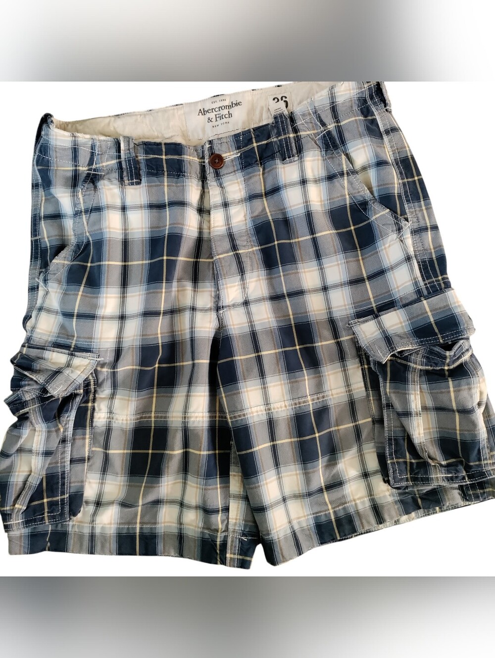 Y2K Abercrombie & Fitch Baggy Plaid Cargo Shorts Heavy Grunge Skater